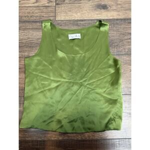 Sylvia Heisel Silk Tank Top Green Sleeveless Scoop Neck Sz Medium